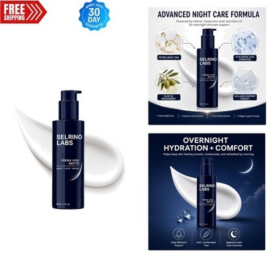 Night Face Cream for Men - Retinol Night Cream with Hyaluronic Acid & Olive O...