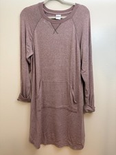 Womens Stars Above Sleepdress Beige/Pink stripe, snuggly fabric, size Large, LS