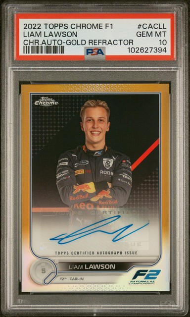 Liam Lawson 2022 Topps Chrome Formula 1 Gold Refractor Auto