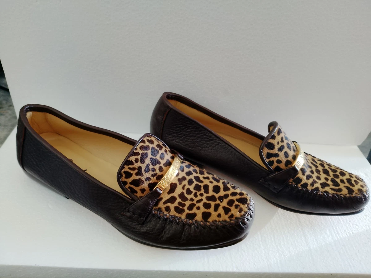 Saint Laurent Animal Print Loafer Flats for Women for sale 