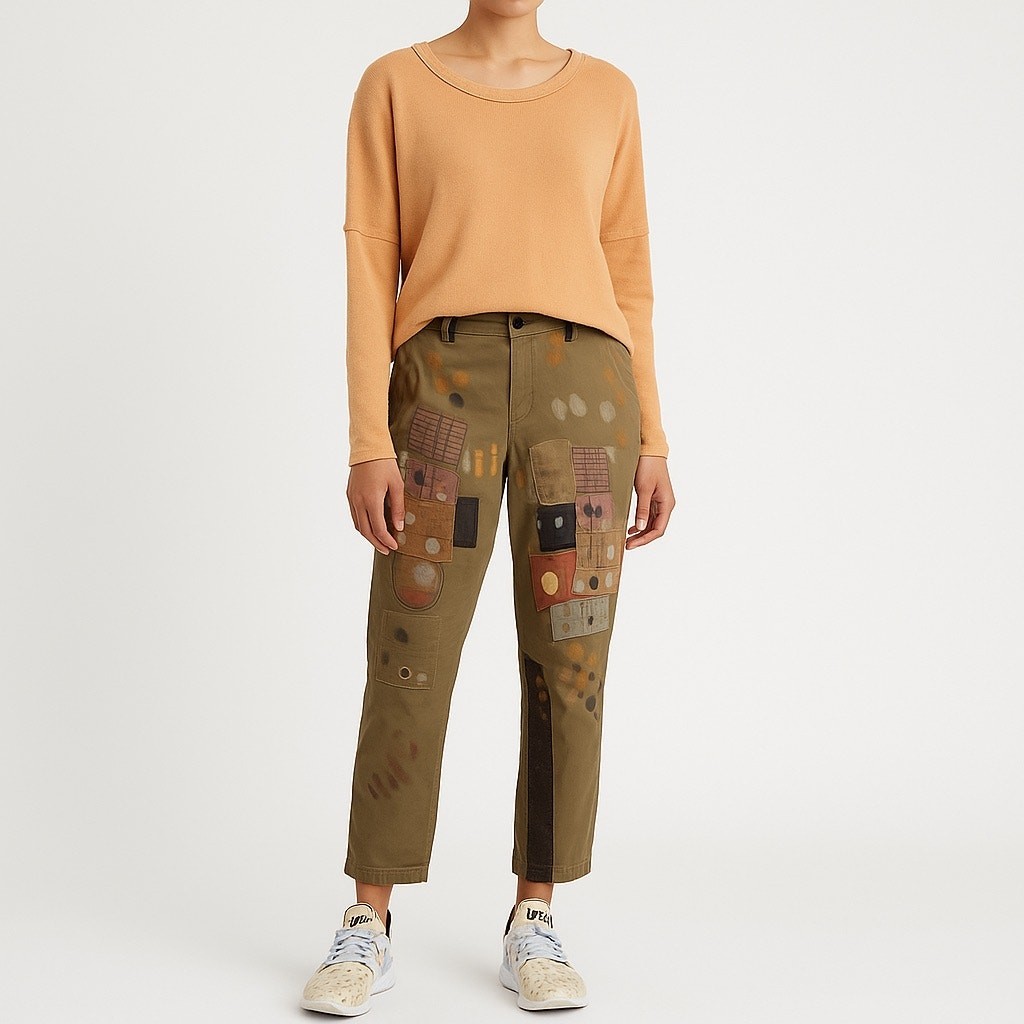 Pilcro Hyphen Collab Patchwork Painted Chinos Pan… - image 2