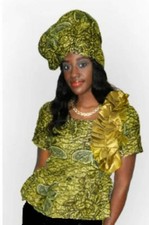 Olive African Print Top-DP2407TP