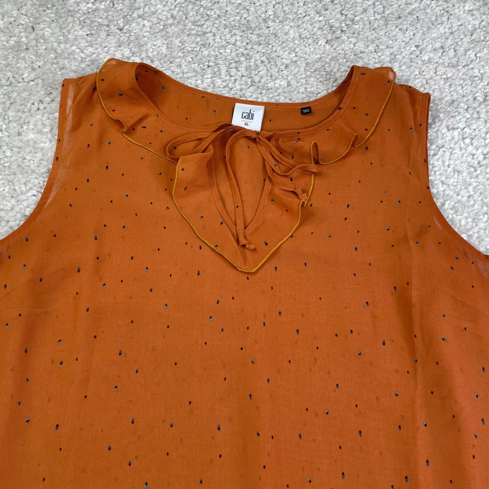 Cabi Orange Sprinkle Blouse Top Lined Womens XL
