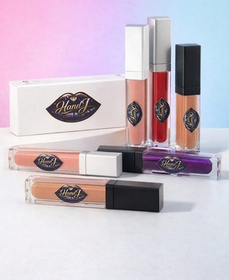 HandJ Beauty & Glam Matte Liquid Lipstick Set Mirror LED Red Purple Pink