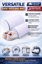 2 Pack Mesh Shoe Washing Bag for Sneakers Shoes Laundry Wash Bag Zipper White