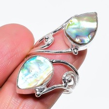 Natural Abalone Shell Gemstone 925 Sterling Silver All Size Ring For Gift