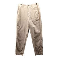 Uniqlo Linen Cotton Tapered Pants Womens S Beige Flat Front (26-27 inch)