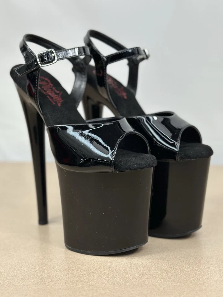 PLEASER 8" Heel  Women's Black Platform Ankle Strap Sandal  NAU809/B/M - Image 3 of 4