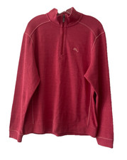 NEW Tommy Bahama Tobago Bay 1/4 Zip Mens Sweater Cotton Pullover Coral Sz Small