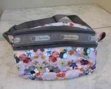 LeSport Sac Double Zip Floral Multicolor Nylon Fanny/Waist Pack + Strap
