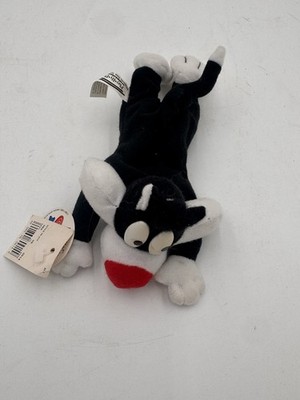 Vintage Looney Tunes Sylvester the Cat Plush Laying 1996 Play-By-Play Plush 6''