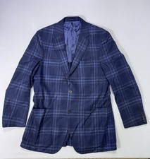 SuitSupply Havana Patch HL Angelico Wool Surgeon Cuff Blazer Slim Mens 44L Plaid