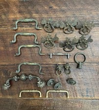 Antique  Vintage Mixed Lot Brass Metal Drawer Pulls Handles Parts  Hardware