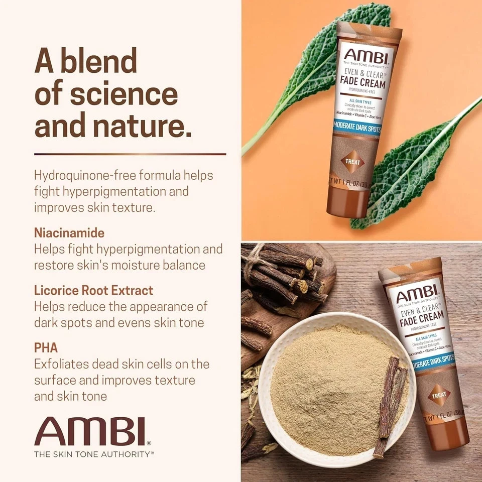 Ambi Even & Clear Fade Cream, tratamiento de hiperpigmentación, niacinamida, 1 fl oz Foto 4 de 4