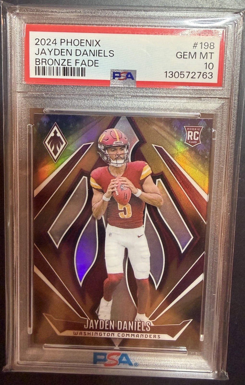 2024 PANINI PHOENIX BRONZE FADE #198 JAYDEN DANIELS ROOKIE RC /125 PSA 10