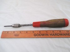 Vintage Stanley Yankee Handyman Push Drill Screwdriver #233H With 3 Bits