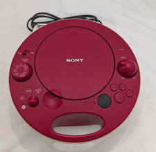 Sony ZS-E5 Personal CD Player Radio - Red/Cream - Tested Working