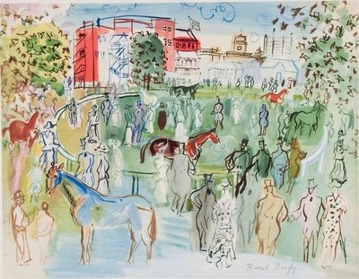 Paddock, Ascot by Raoul Dufy   1935 Horse Racing VINTAGE art print antique paint