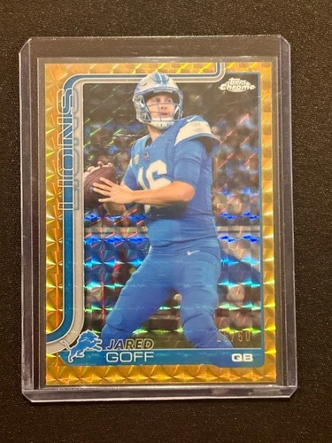 Jared Goff - 2025 Topps Chrome #102 Gold Geometric Refractor /50 Lions