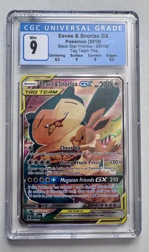 Pokemon Eevee & Snorlax GX Black Star Promo SM169 Tag Team Card CGC 9
