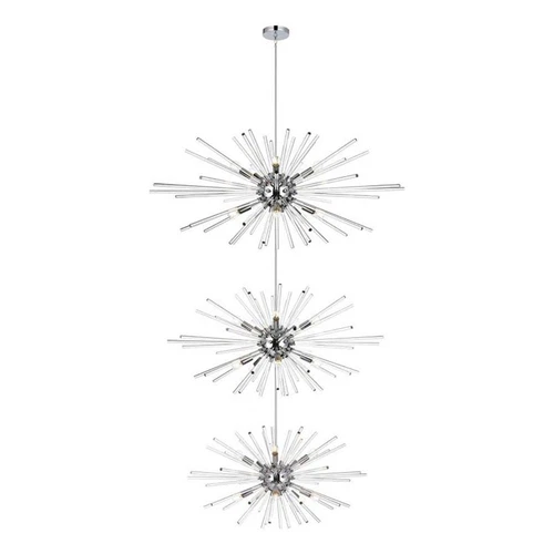 Elegant Lighting Sienna 46" 30-Light Metal/Glass Chandelier in Chrome/Clear - Picture 1 of 9