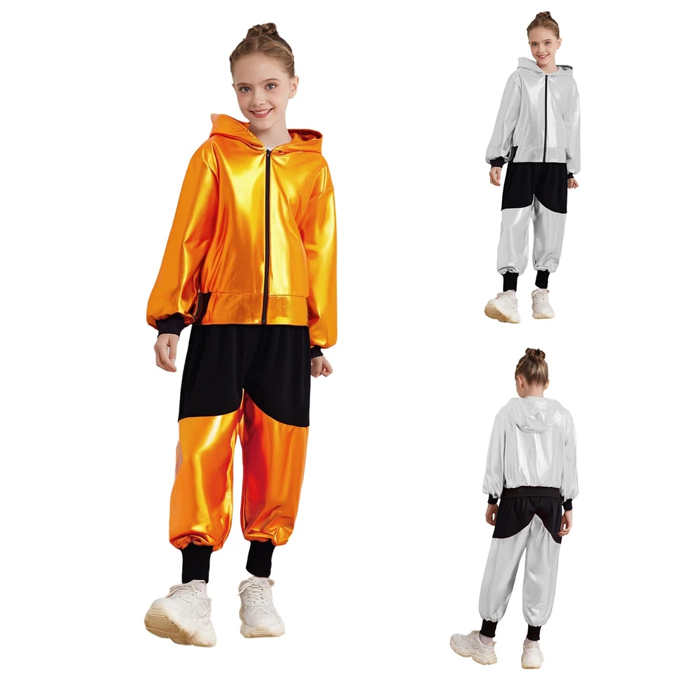 Unisex Kids Suit Girls Outfit Jacket Set Competitions Casual Metallic Costume - Image 3 of 4