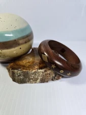 Boho Wood Inlay Bracelet,  Astrological Pattern, Hardwood, Made In India