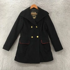 Vigoss Peacoat Jacket Womens M Black Solid Long Sleeves Front Pockets Collared