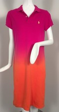 NEW Polo Ralph Lauren Dress! XS Dip Dye Design Pink & Orange or Yellow & Green