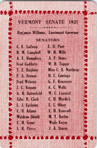 Tarjeta de juego de intercambio individual - Tarjeta de inserción de anuncio de A Daugherty de 1931 - Senado de Vermont - Imagen 2 de 2