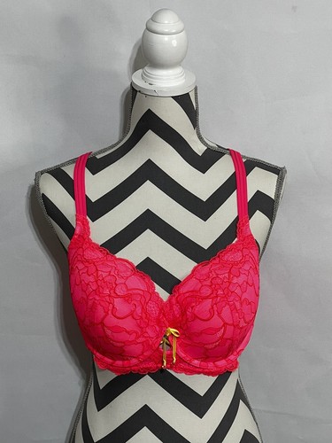 Victoria’s Secret Balconette Neon Pink & Lace Bra 36DD - Picture 2 of 8