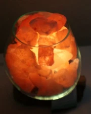 Lamp Of Salt Single Voganto Made Glass Blown On Wood - Natural