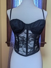 Vintage 90's Express Lingerie Black Bustier Lace Corset Fairy Grunge Size 34C Sm