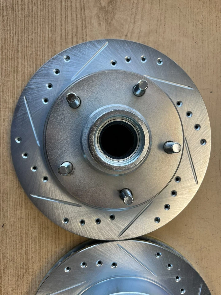 Ford F100 73-83, F150 75-93 RWD Front Drill Slot Rotors Ceramic Brake Pads - Image 2 of 4