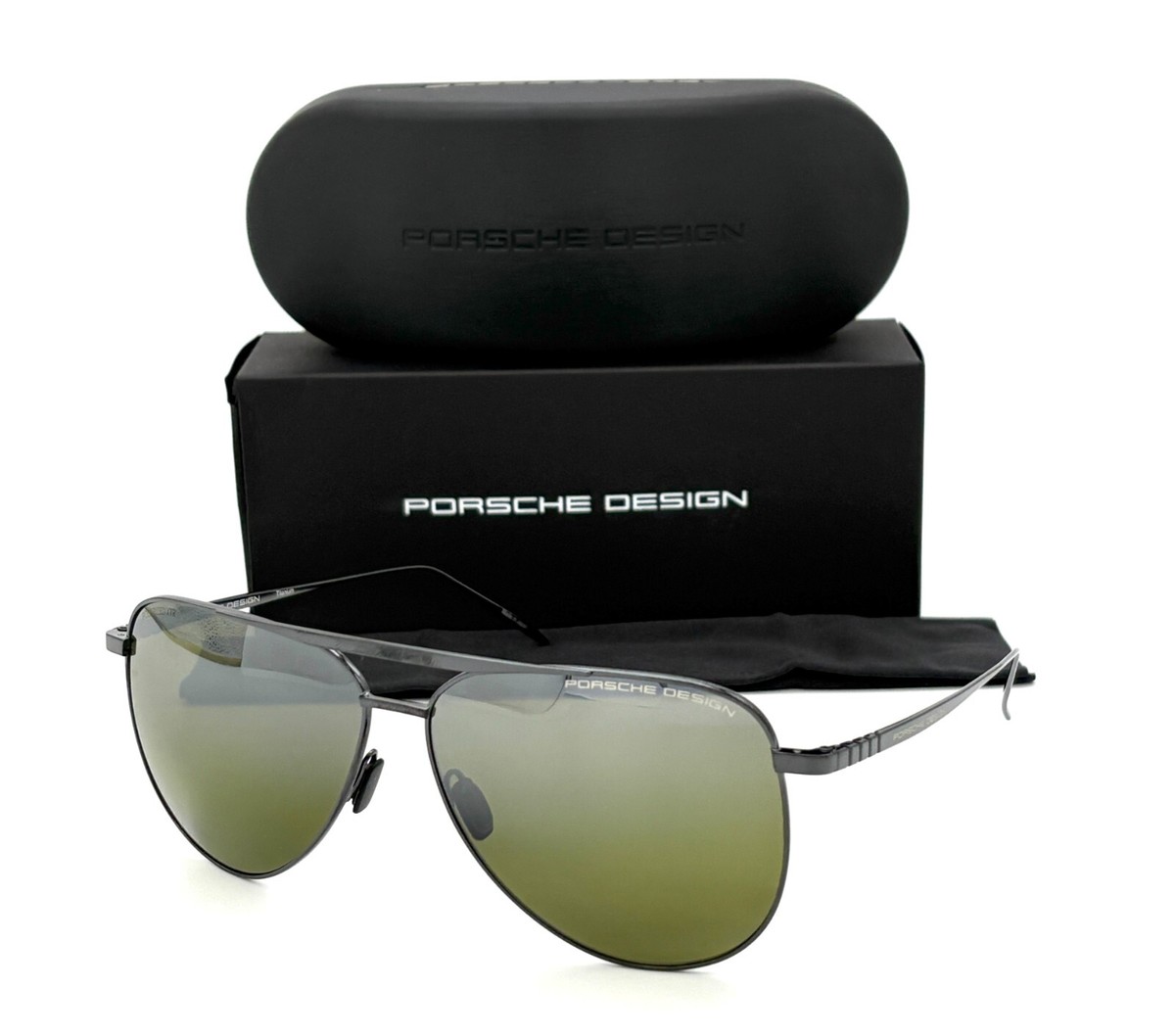 PORSCHE DESIGN P8929 427 Black / Green Mirror 63mm Sunglasses | eBay