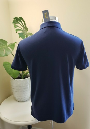 Nwt Polo ralph lauren Mens Custom SlimFit Short Sleeve Pony Polo Shirt Navy M/L - Picture 6 of 11