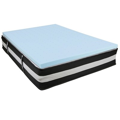 Flash Capri Comf Sleep Full 12'' Foam Pocket Mattress & 3'' Gel Mem Foam Topper