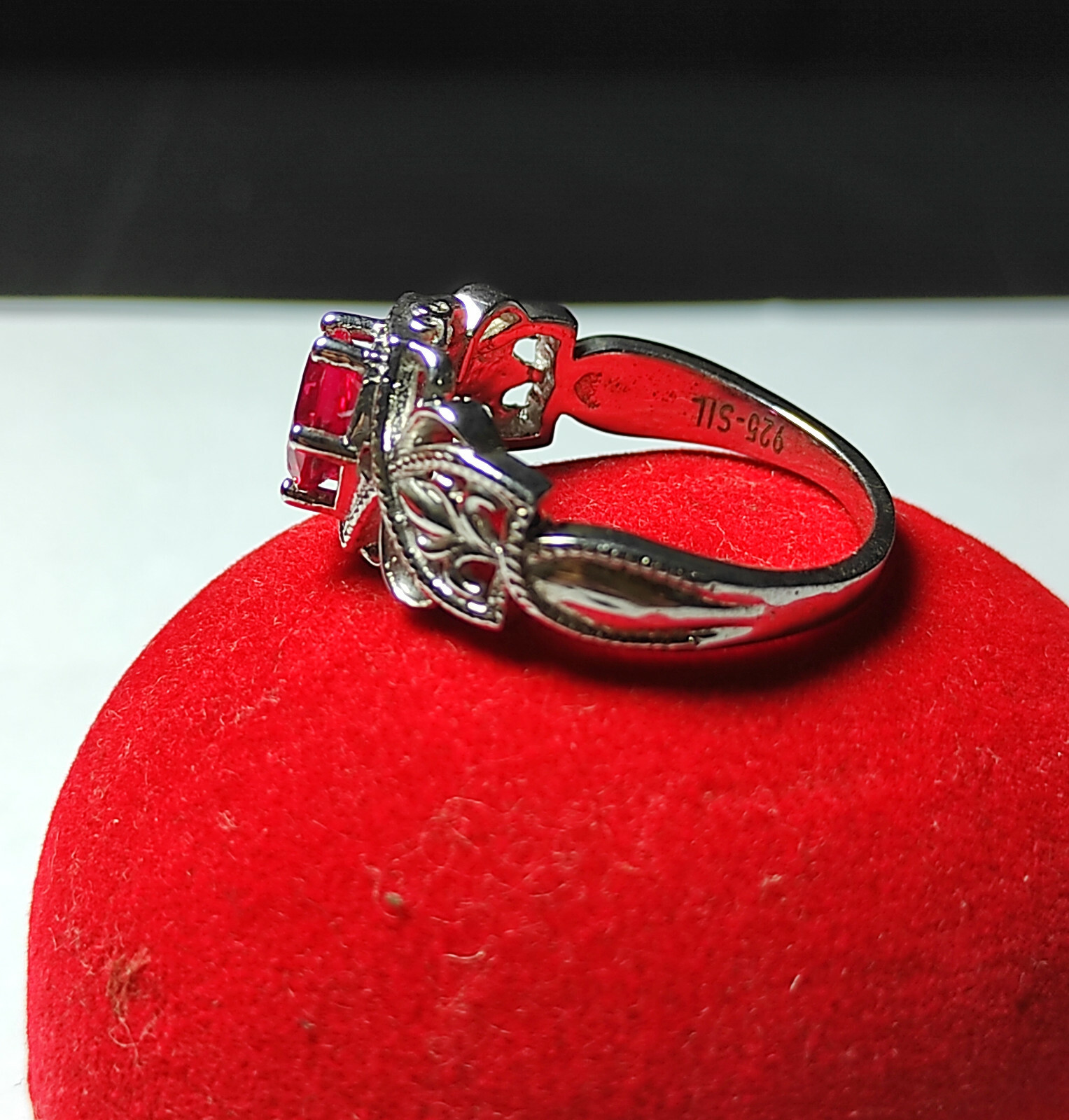 Blood Red Prong Set Ruby With Solid 925 Sterling … - image 4