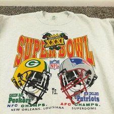 Vintage New England Patriots Sweatshirt Super Bowl XXXI Puff Print Mens 2XL