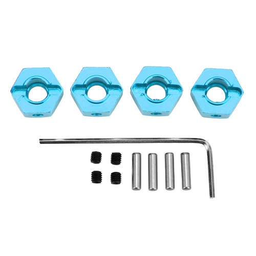 4 Pcs 12mm Hex Wheel Hubs Nuts Drive Adapter For 1/10 ARRMA Senton Etc Blue - Picture 4 of 12