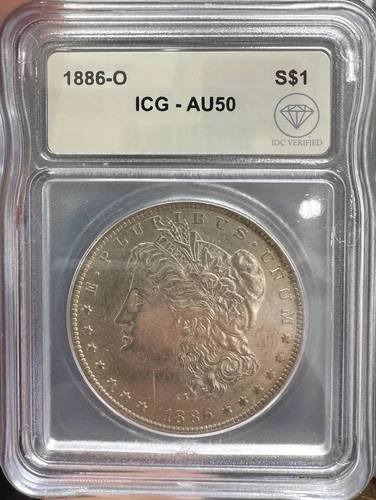 1886 O Morgan Silver Dollar ICG AU-50 IDC Verified