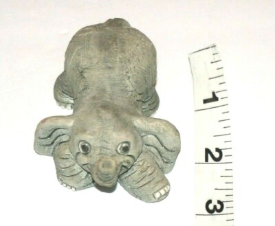 Carved Stone Handmade Trunk Up Elephant Figurine 3''x2'' - Gray