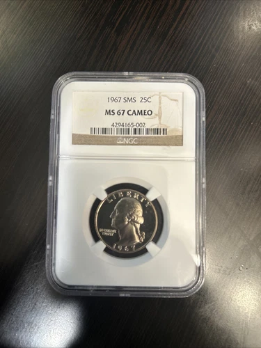 1967 SMS Washington Quarter MS67 Cameo NGC Certified