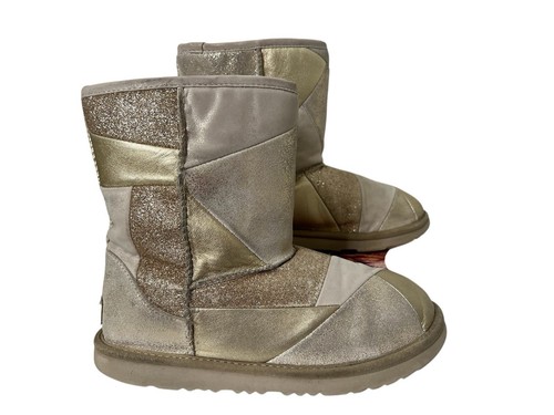 UGG Womens Hippie Classic Short II Patchwork Boots Leather Gold 1096431K Sz 6 - Picture 2 of 12