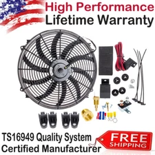 12V 16 inch Electric Radiator cooling fan HIGH CFM Thermostat Relay Switch Kit