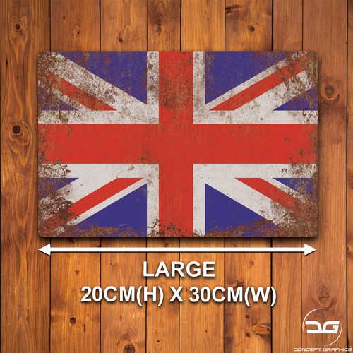 Union Jack Rusty Grunge UK England Vintage Man Cave Retro Metal Wall Sign Plaque - Picture 5 of 5