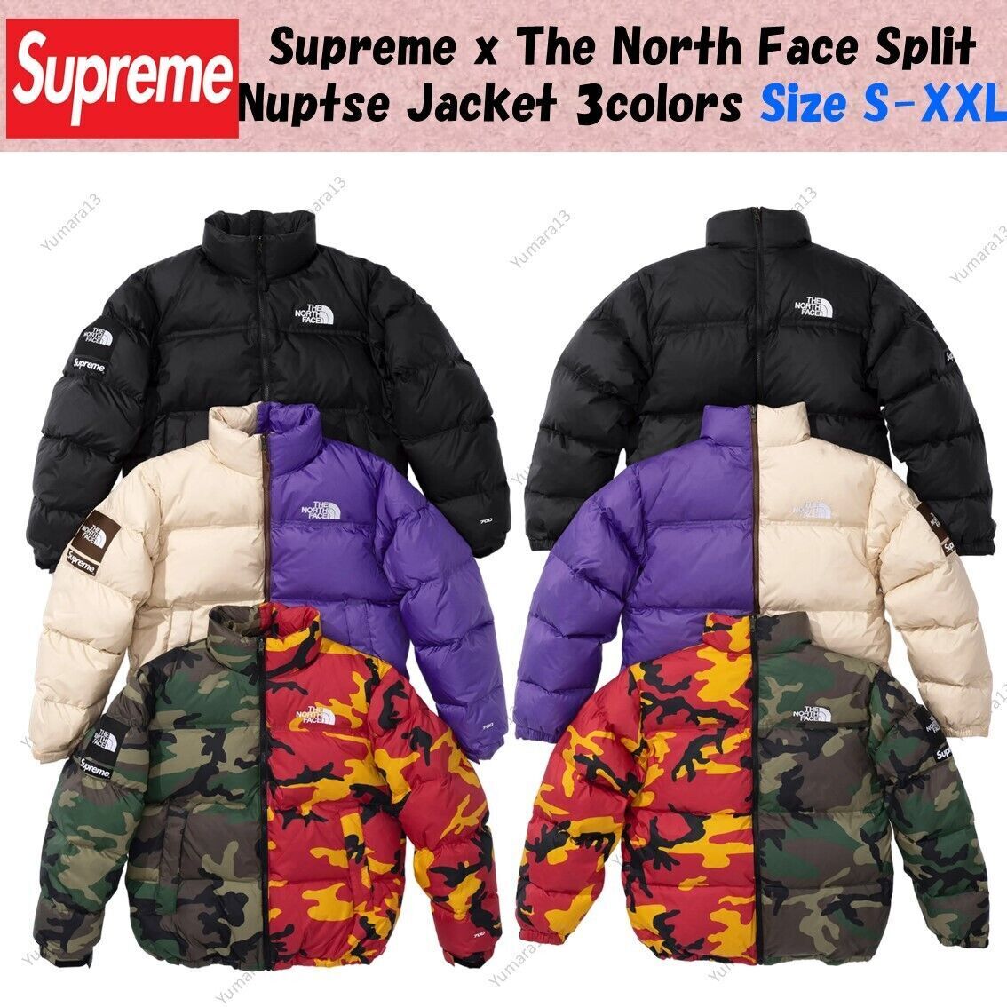 Supreme x The North Face Split Nuptse Jacket 3colors Size S Supreme x The North Face Split Nuptse Jacket 3colors Size S