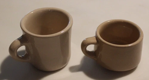 Tepco China USA Restaurant Ware Coffee Mugs 3 1/2" & 2 3/4" Set of 2
