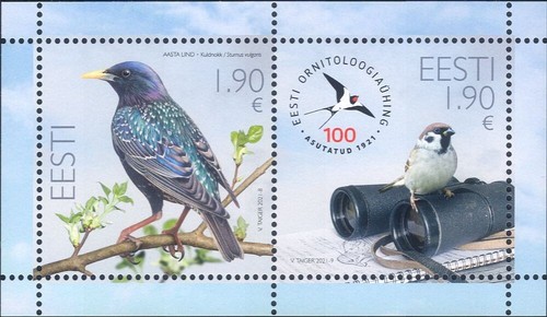 Estland 2021 Starling/Spatz/Vögel/Natur/Wildtiere/Ornithologie 2v m/s (ee1289)