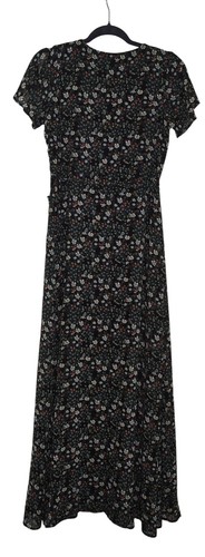 Maxi Vestido Envolvente Floral Colección NY Con Mangas Cortas Por Colección Calla Negro - Imagen 2 de 9
